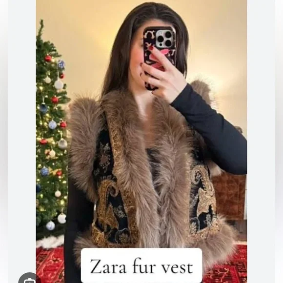 ZARA EMBROIDERED VEST ZW COLLECTION LIMITED EDITION BLACK LARGE - Picture 7 of 8